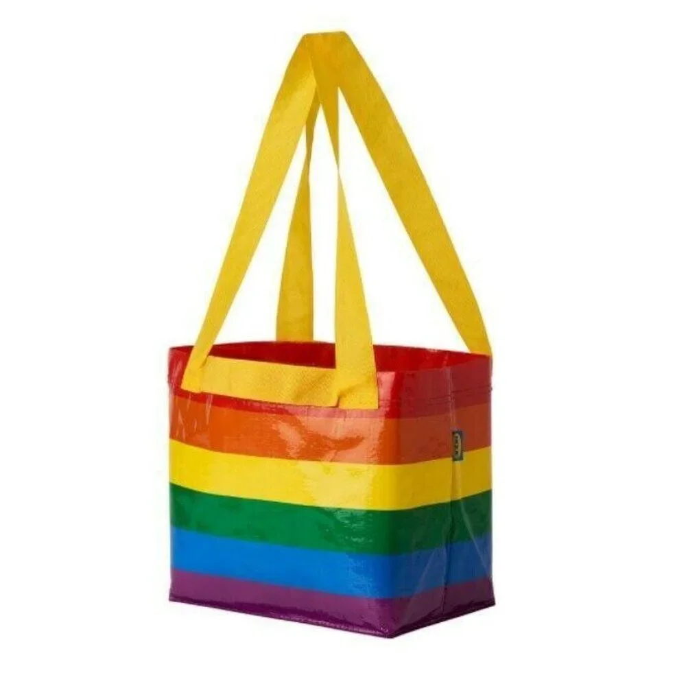 2 Ikea Storstomma Rainbow Reusable Small Shopping Carry Bag Multicolor Pride